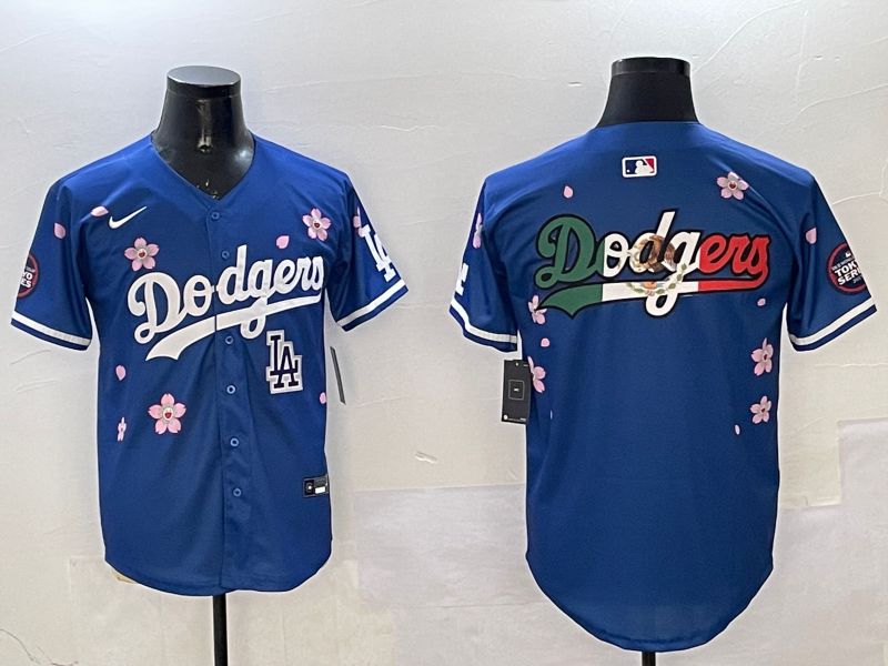 Men Los Angeles Dodgers Blank Blue Sakura Edition 2025 Nike MLB Jersey style 12->los angeles dodgers->MLB Jersey
